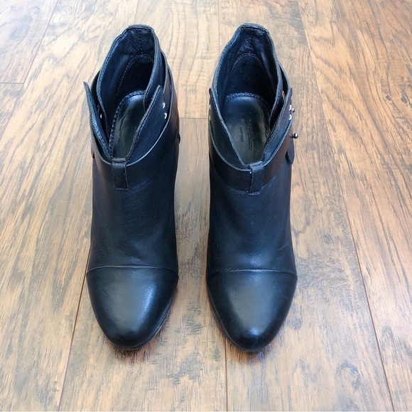 Rag & Bone • Harrow black leather ankle boots heeled bootie moto celeb strappy - Picture 6 of 15
